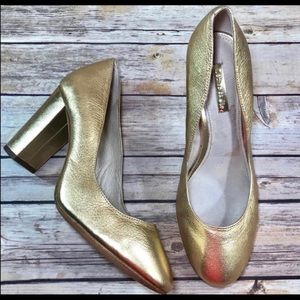 Louise et Cie gold block heels